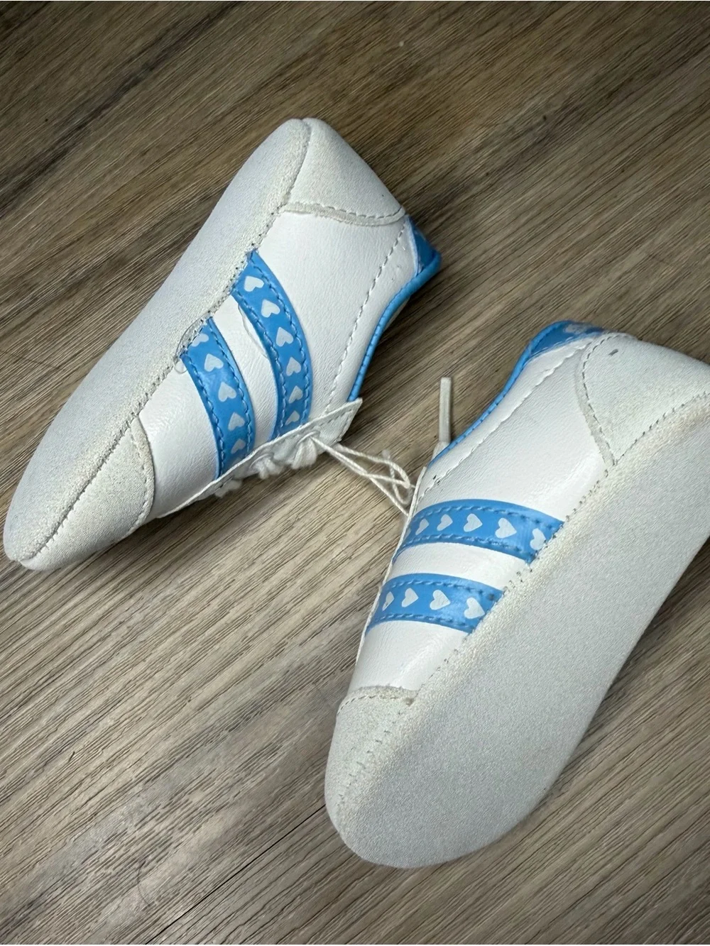 Baby White and Light Blue Lace-Up Trainer Shoes